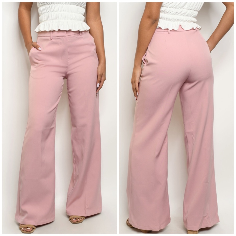 ☀️LAST2️⃣//DUSTY PINK WIDE LEG TROUSER - Picture 3 of 7